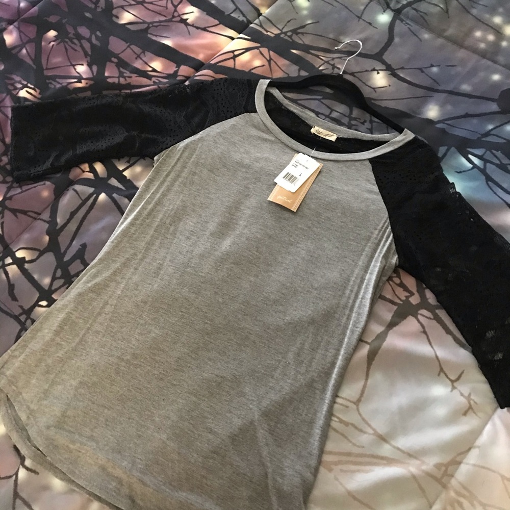 Petrol lace top raglan
